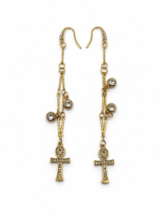 Orecchini Ankh sparkling pendenti